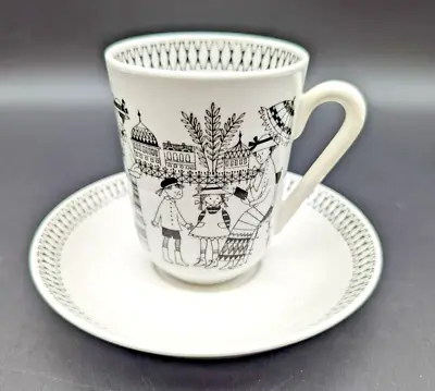 Buy Rare! Arabia Finland Vintage EMILIA, Cocoa/Coffee/Tea Cup & Saucer • 179.24£