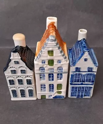 Buy 3 Dutch Houses Hand Painted Bols Blue Delft Good Condition • 29£