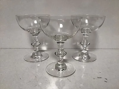 Buy Q50 Vintage Antique Circa Mid-Century Crystal Goblet Wine Glass Set Of 3 • 25.93£