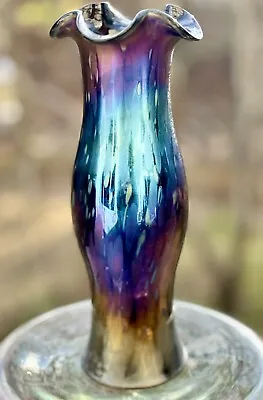 Buy Antique Rindskopf Oil Spot Iridescent Quatrefoliate Vase Art Glass • 191.80£