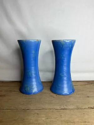 Buy Pair Of C H Brannam Barum Pottery Large Mottled BlueVases - Devon Studio Pottery • 55£