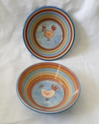 Buy ❀ڿڰۣ❀ JERSEY POTTERY Two RISE & SHINE CHICKEN HEN Ceramic CEREAL / SOUP BOWLS ❀ • 59.99£