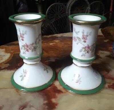 Buy Beautiful Pair Of Vintage Porcelain Candle Sticks With Floral Pattern By P&K • 14.99£