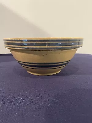 Buy Antique Original Yellow Ware Bowl Blue Bands 8.5  Diameter, 3.5  Tall • 42.44£