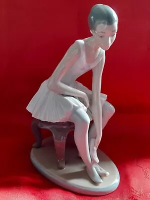 Buy Lladro NAO Figurine Elegant Ballet Ballerina Seated Putting On Slippers • 47.50£