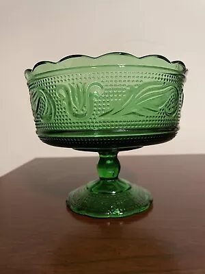 Buy Vintage Green Glass E. O. Brody Co. Cleveland Green Pedestal Compote Bowl M6000 • 9.59£
