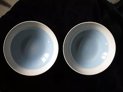 Buy Arthur Wood Ceramic Pair Of Cereal Bowls - Cream With Blue Rose Flowers Design • 8.99£