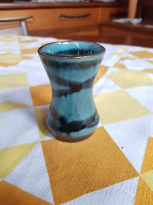 Buy Vintage Guernsey Pottery Small Vase 8cm Teal & Black • 5£