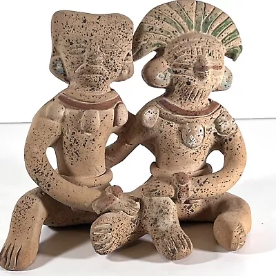 Buy VTG Terracotta Clay Folk Art Pottery Mexican Mayan Aztec Couple Handmade • 28.46£