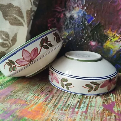 Buy 2x Vintage Iden Pottery Sussex Soup Bowl /Dish With Floral Motives Approx 1979y • 15.50£