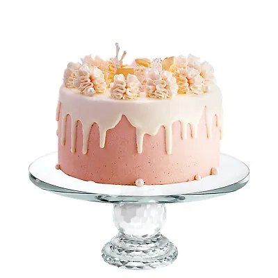 Buy Crystal Glass Cake Stand Round Dessert Display Serving Plate Birthday Party 10  • 26.99£