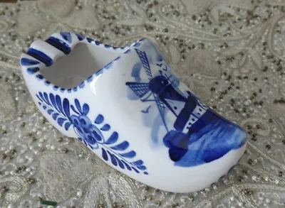 Buy Vtg Elesva Holland Blue Dutch Clog Shoe Hand Painted Ashtray Trinket Dish. BJB • 9.65£