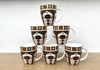 Buy Crown Derby Coffee Mug Set Of 6 Imari Fine Bone China Tea Coffee Cashmere Shape • 49.99£