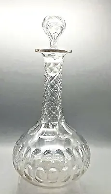 Buy Antique Thumb & Facet Cut Clear Glass Shaft & Globe Decanter - 10  Tall Approx • 17.99£