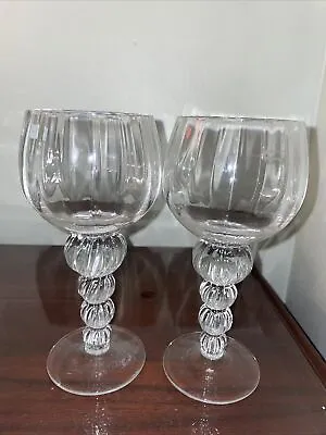 Buy Krosno Wine Glasses 2 Ball Shaped Stem Design Poland Champagne Crystal • 37.94£