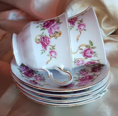 Buy Royal Kent  Rose Pattern  Coffee Cups & Saucers X 4. (see Description). • 5£