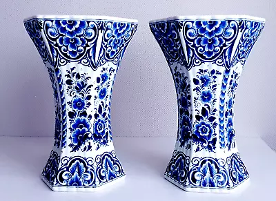 Buy Delft Pair Of Chalice Vases Hand Painted Excellent • 139.86£