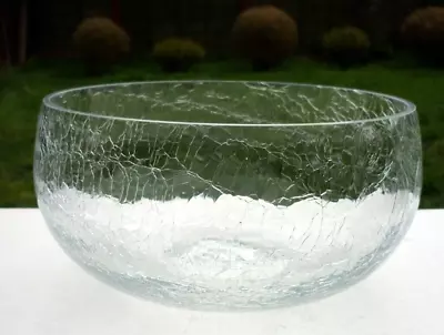 Buy Vintage Crackle Glass Round Bowl ~ 20cm/8  Across ~ Good Condition ~ New Item ~ • 7.90£