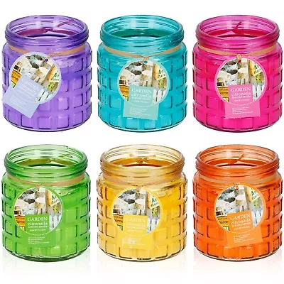 Buy 3 6 Assorted Coloured Citronella Scented Candles In Glass Holders Tealight Gift • 13.49£