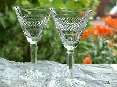 Buy Waterford Crystal Rossmore Claret Wine Glasses Pair Vintage Mint, 6 1/2  Tall • 75£