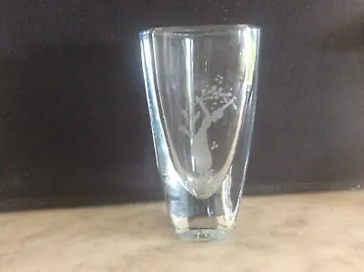 Buy 1970s Signed Scandinavian Swedish Maiden Clear Etched Glass Vase GLD 601 • 34.99£