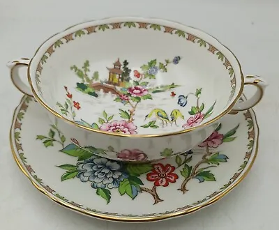 Buy Crown Staffordshire 'Pagoda' Bone China Soup Cup/Bowl And Saucer 15.5cm VGC • 12.49£