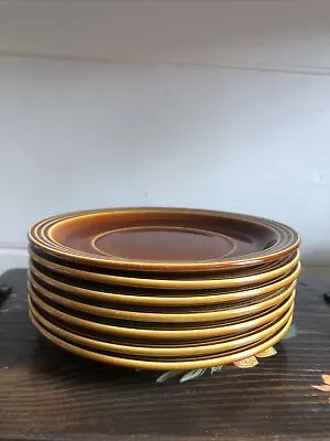 Buy 7 X Vintage Hornsea Heirloom Pattern Brown Pottery Soup Bowls Resting Plates • 15£