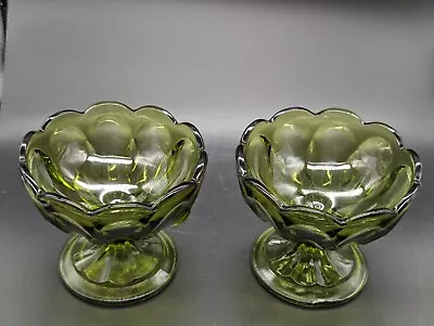 Buy Vintage Anchor Hocking Glass Pedestal  Dish Avocado Green Dish. • 11.34£