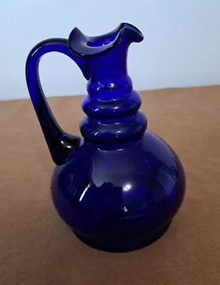 Buy Czecho Slovakia Cobalt Blue Glass Pitcher Decor Vase • 24.94£