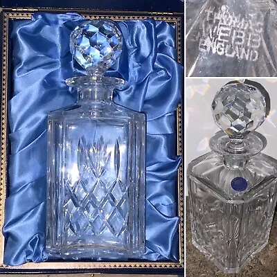 Buy RARE 10” THOMAS WEBB CUT GLASS Crystal WARWICK Square Decanter NEW BOXED SIGNED • 95£