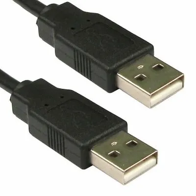 Buy USB Cable A Male To A Male Plug Shielded High Speed 2.0 26awg Lead Black • 2.89£