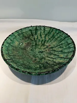 Buy One Moroccan Green Tamegroute Pottery Salad Bowl 32 Cm Diameter • 35£