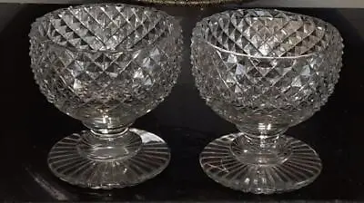 Buy Pair Of Georgian Anglo Irish Waterford Lead Crystal  Diamond Cut Pedestal Bowls • 39.99£