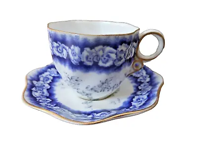 Buy Coalport - Very Pretty Antique Small Blue & White  Fluted Demitasse Cup & Saucer • 12£