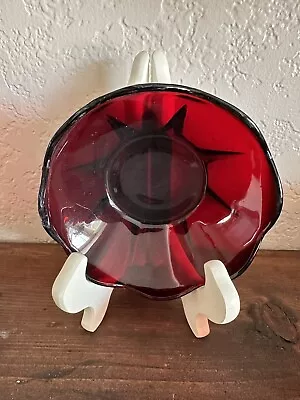 Buy 1950s Anchor Hocking Ruby Red 4.5  Bowl Scalloped Berry • 5.75£