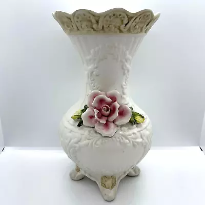 Buy Capodimonte White Floral Flowery Ceramic Big Large Vase Ornament Home Decor • 64.99£
