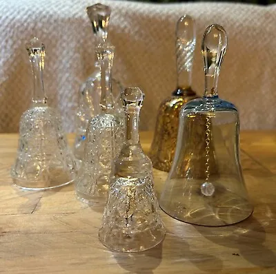 Buy Vintage Collection Of 6 Glass Dinner Bells. Includes 1 Pair Of Crystal Bells. • 15£