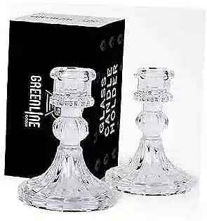 Buy  Tall Candle Holder Set Of 2 – Tall Candlestick Holders For Taper Clear • 25.78£