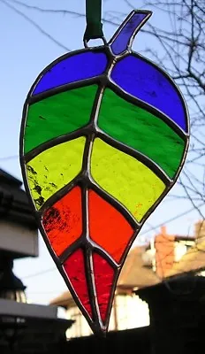 Buy Stained Glass Rainbow Leaf Suncatcher Handmade In England • 33£