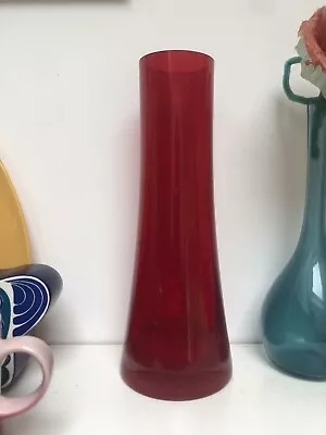 Buy Vintage Mcm Riihimaki Finland  Tamara Aladin Red Glass Rocket Vase • 19.99£