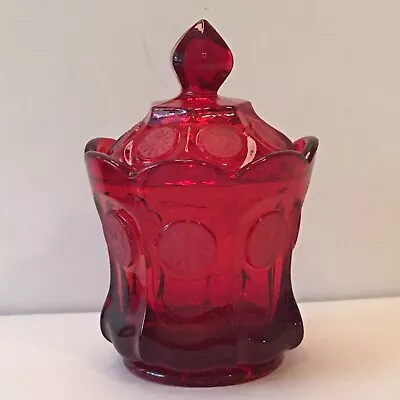 Buy Vintage FOSTORIA Ruby Red COIN Glass 6.5  Lidded Candy Dish • 22.77£