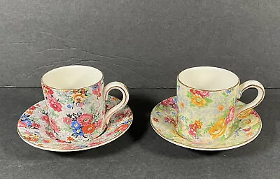 Buy Two Lord Nelson England Porcelain Chintz Demitasse Cups And Saucers • 22.77£