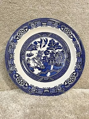 Buy Vintage Dinner Plate Willow Pattern Blue And White Woods Ware • 22.99£