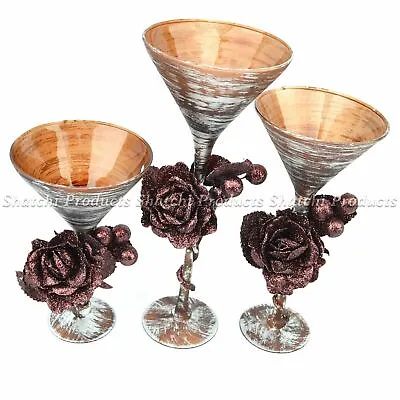 Buy 3 Glass Candle Holders Dining Table Wedding Shabby Vintage Halloween Decorations • 16.87£