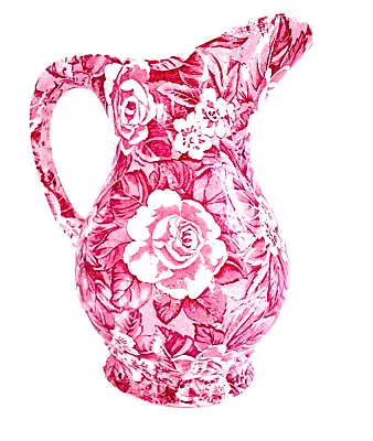 Buy Burleigh Staffordshire Victorian Chintz Pink Floral Cabbage Rose Jug / Vase • 28.50£