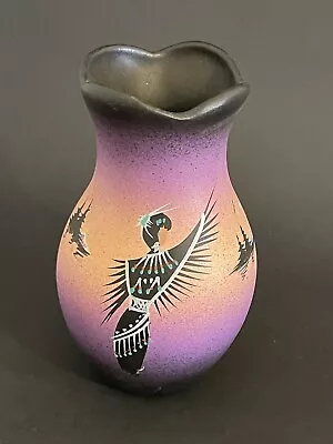 Buy Native American Art Pottery Hand Painted Vase - 6 1/2  Tall - Signed • 23.72£