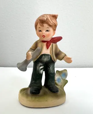 Buy Vintage Porcelain Bisque Figurine Little Boy With Horn Player Collectable Decor • 12.23£