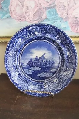 Buy Antique R&M Staffordshire Historical Blue Plate Washington Crossing The Delaware • 23.98£