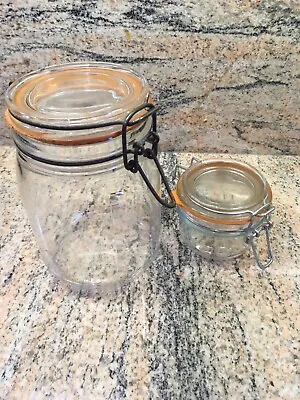 Buy Two Vintage French La Parfait Glass Storage Jars Wire / Rubber Tight Seal • 3£