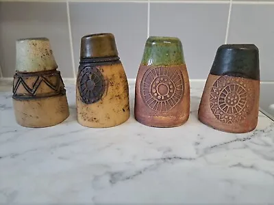 Buy Four Bob Dawe Red Barn Studio Pottery Hand Rolled Volcano Vases Suffolk 1960 VG+ • 100£